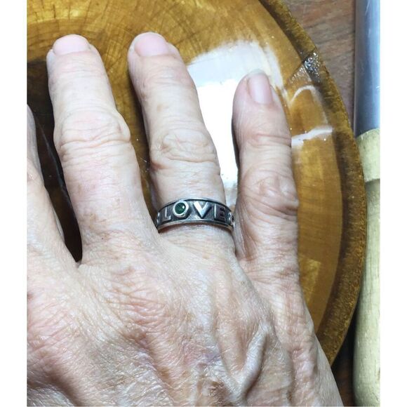 Ring, Emerald and Sterling Silver Ring, NEW, size 7.5, Handmade, gift for lovers - Picture 9 of 9